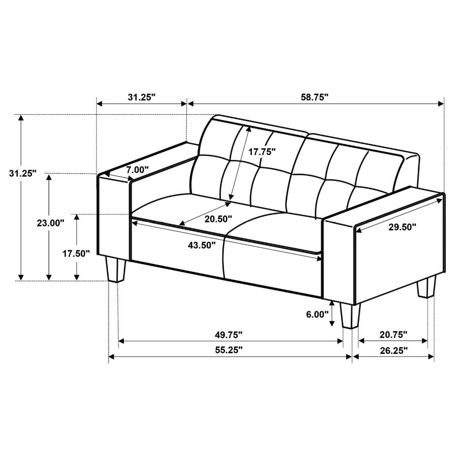 Modal Additional Images for Deerhurst 2-piece Upholstered Track Arm Sofa Set Charcoal