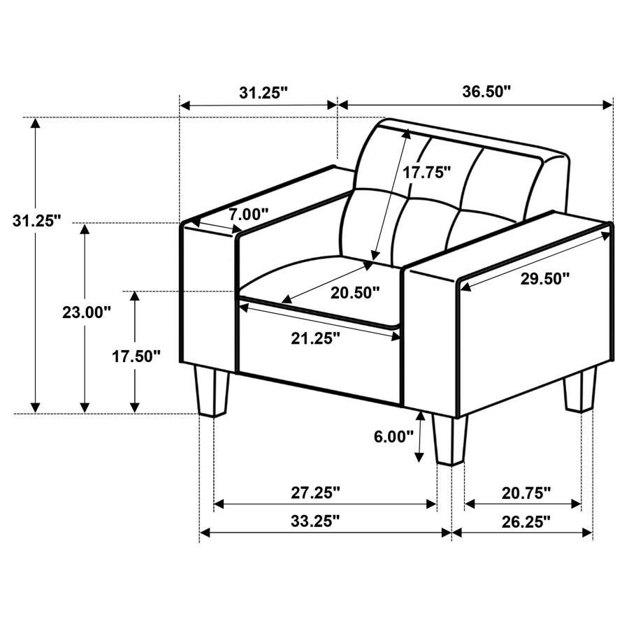 Modal Additional Images for Deerhurst 3-piece Upholstered Track Arm Sofa Set Charcoal