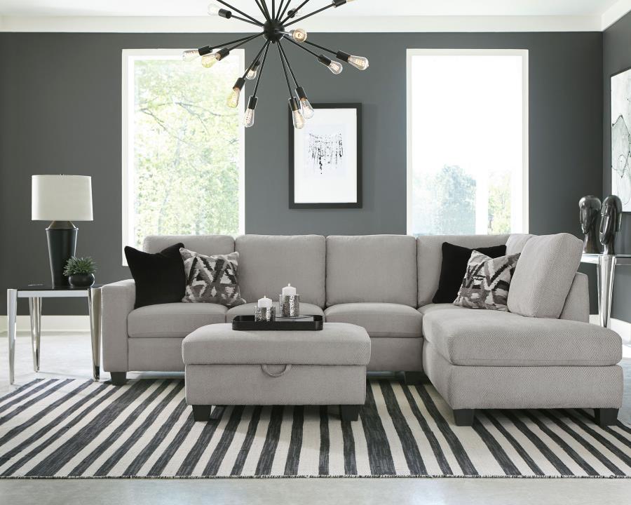 Modal Additional Images for Whitson Upholstered Track Arm Sectional Chaise Sofa Stone