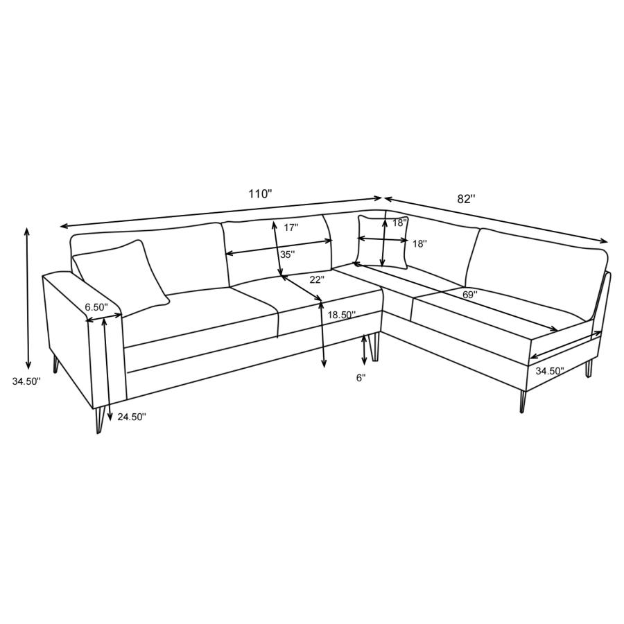 Modal Additional Images for Clint Upholstered Track Arm Sectional Sofa Grey