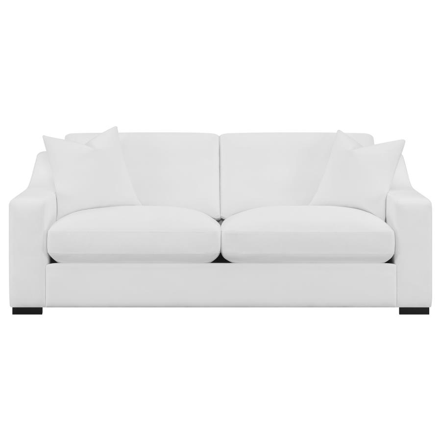 Ashlyn 2-piece Upholstered Sloped Arm Sofa Set White
