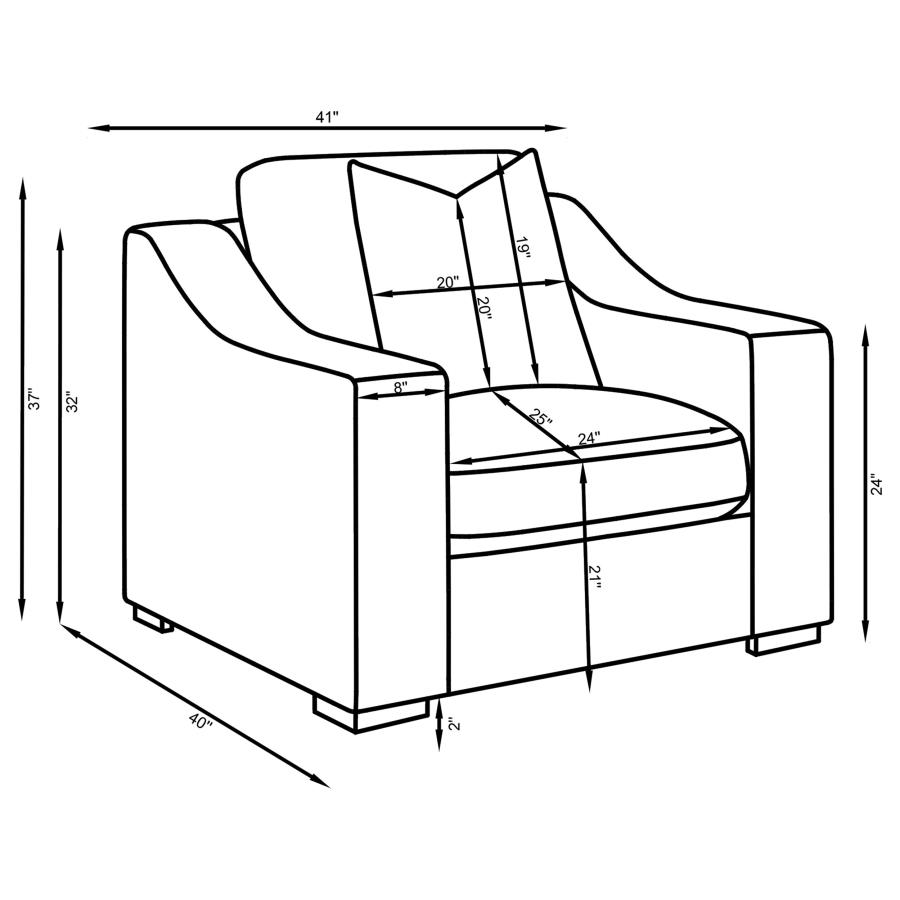 Modal Additional Images for Ashlyn 3-piece Upholstered Sloped Arm Sofa Set White