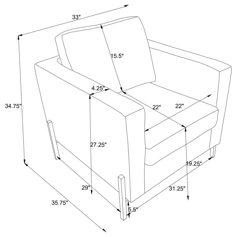 Modal Additional Images for Tilly 3-piece Upholstered Track Arm Sofa Set Oatmeal