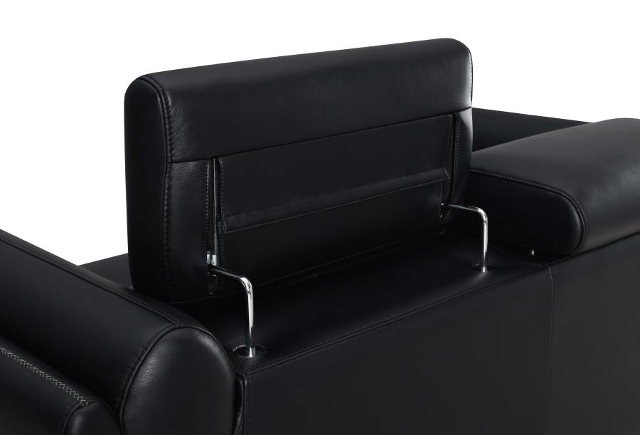 Shania 2-piece Upholstered Low Back Sofa Set Black