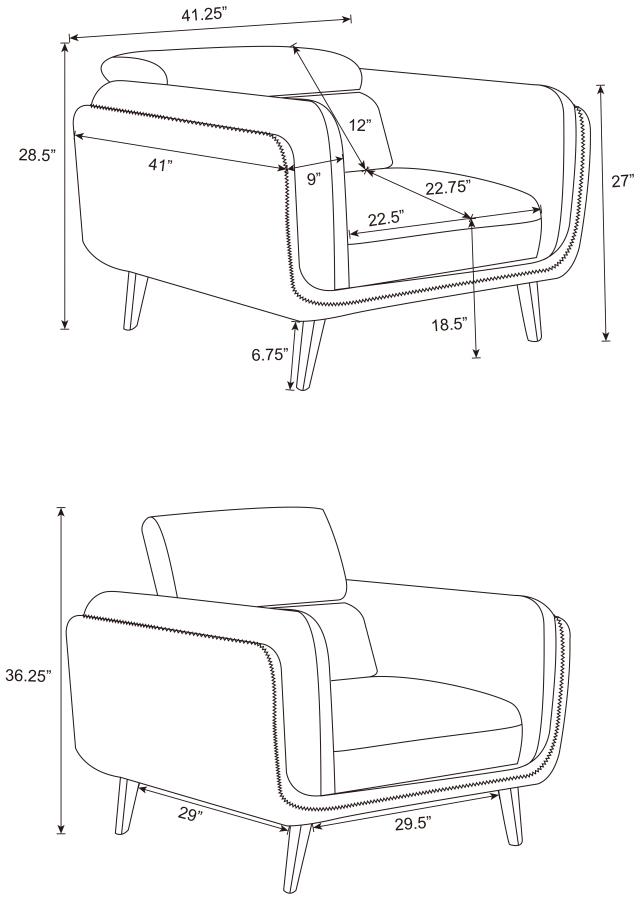 Modal Additional Images for Shania 3-piece Upholstered Low Back Sofa Set Black