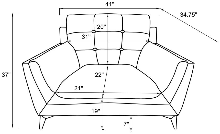 Modal Additional Images for Moira 3-piece Upholstered Wedge Arm Tufted Sofa Set Black