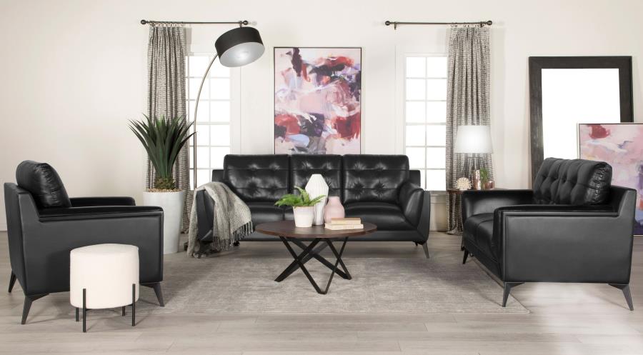 Modal Additional Images for Moira Upholstered Wedge Arm Tufted Accent Chair Black