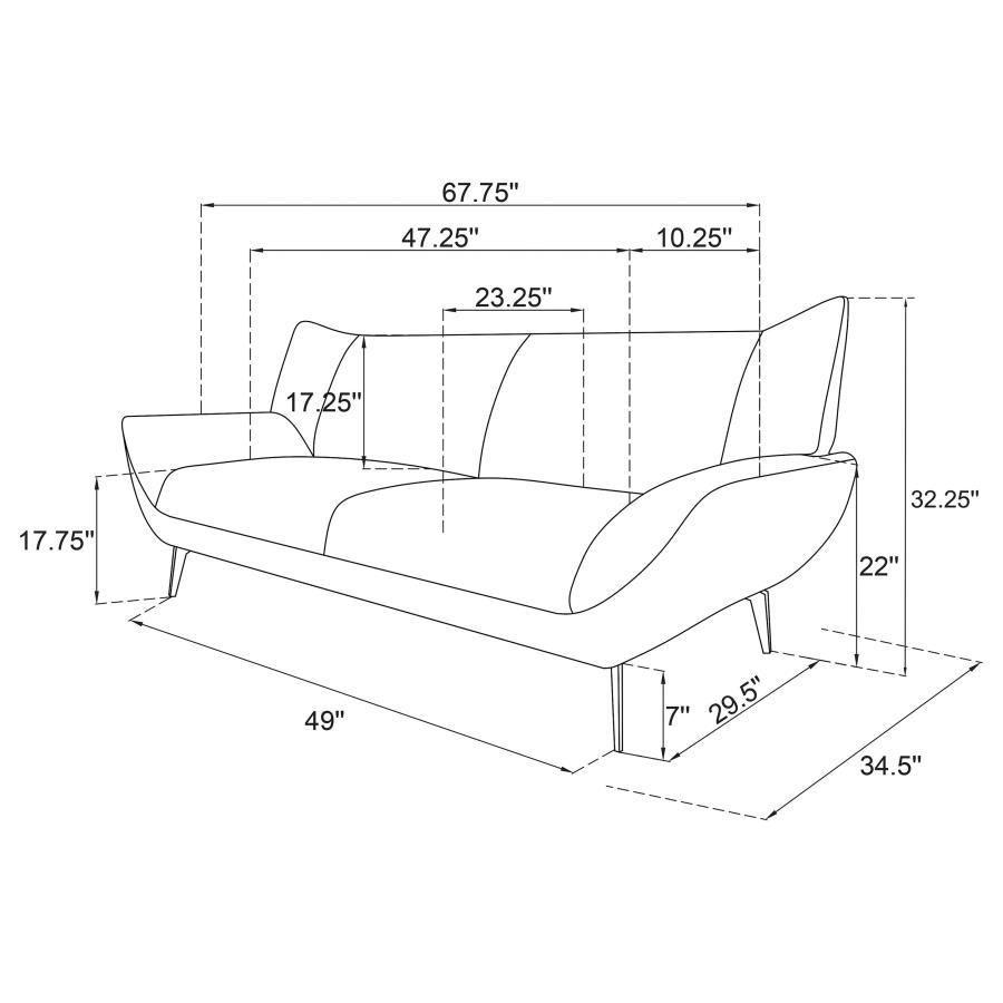 Modal Additional Images for Acton 2-piece Upholstered Flared Arm Sofa Set Teal Blue