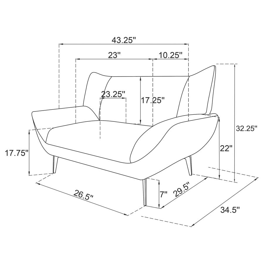Modal Additional Images for Acton 3-piece Upholstered Flared Arm Sofa Set Teal Blue