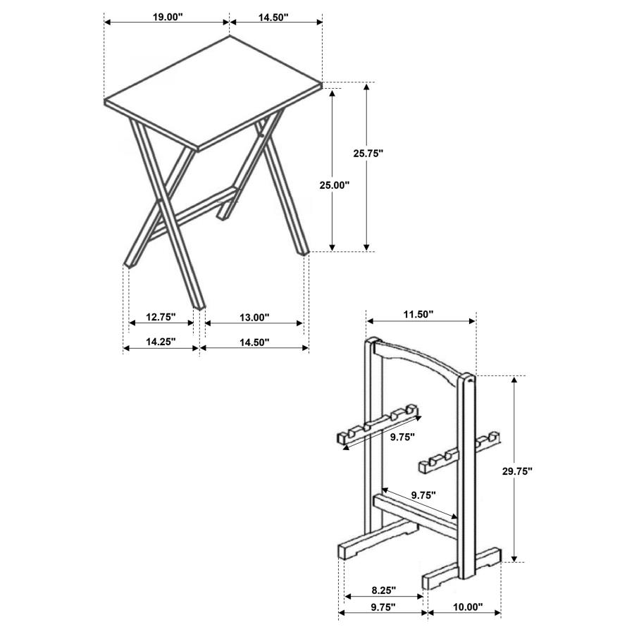 Modal Additional Images for Donna 4-piece TV Tray Table Set with Stand Golden Brown