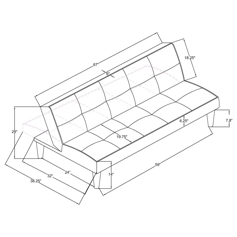 Modal Additional Images for Katrina Upholstered Tufted Convertible Sofa Bed Black