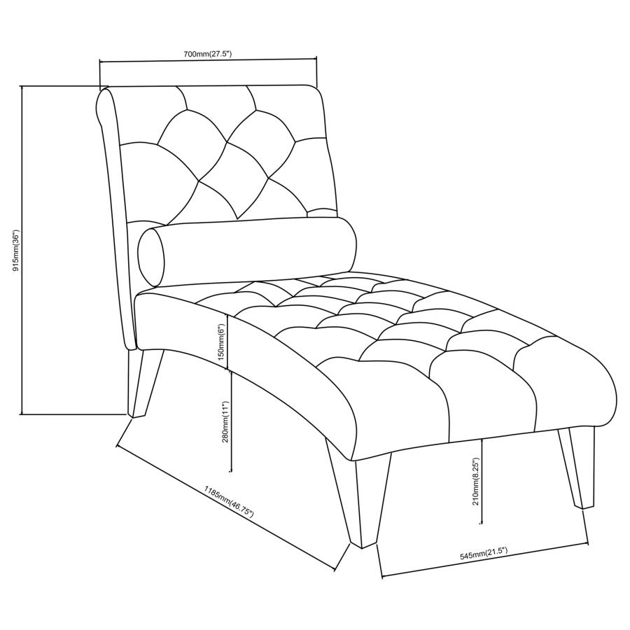 Modal Additional Images for Daniel Upholstered Tufted Chaise with Pillow Grey