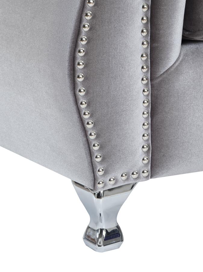 Frostine Upholstered Rolled Arm Tufted Accent Chair Silver