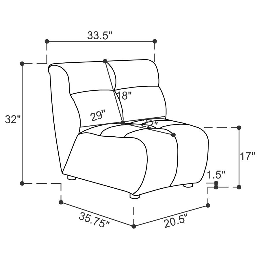 Modal Additional Images for Charlotte 5-piece Upholstered Modular Sectional Sofa Ivory