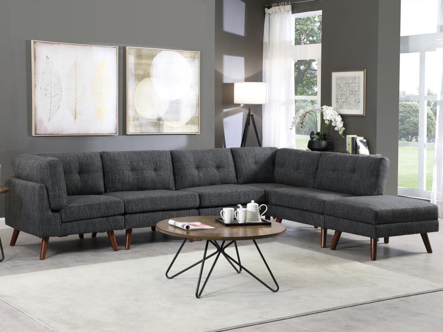 Modal Additional Images for Churchill Tufted Cushion Back Corner Dark Grey and Walnut
