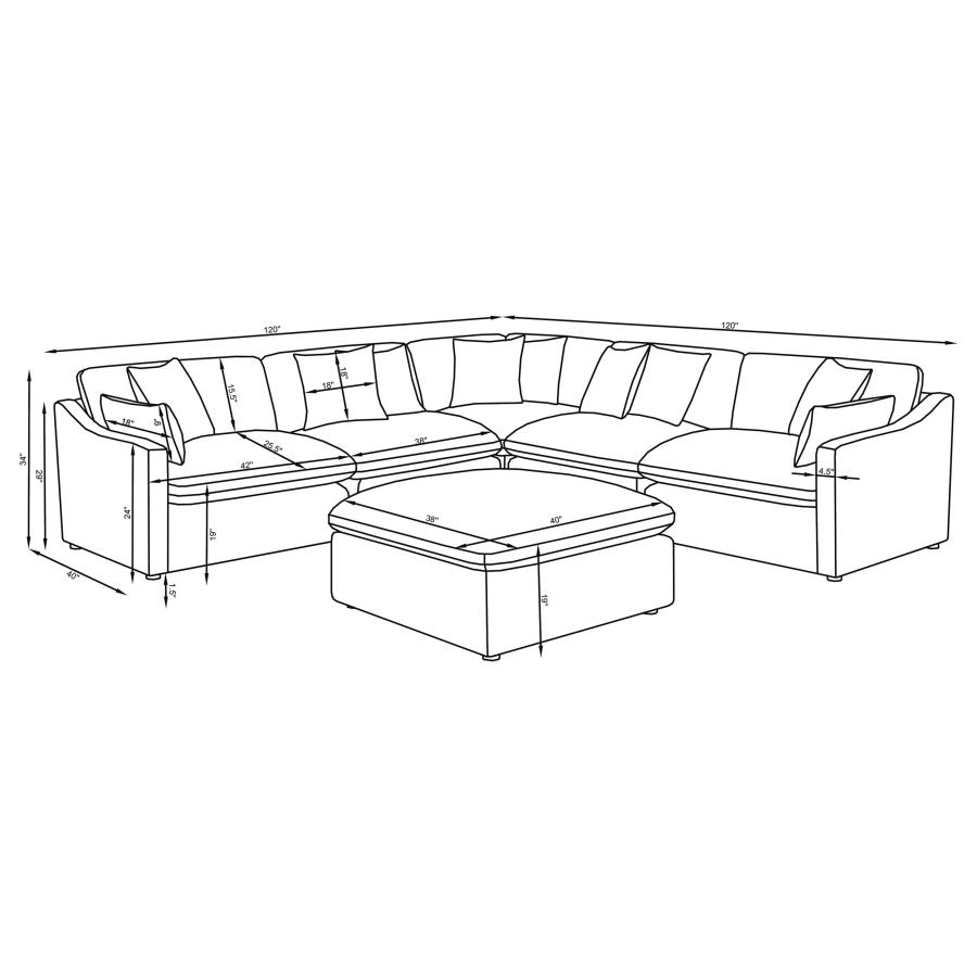 Modal Additional Images for Hobson 6-piece Upholstered Modular Sectional Sofa Charcoal