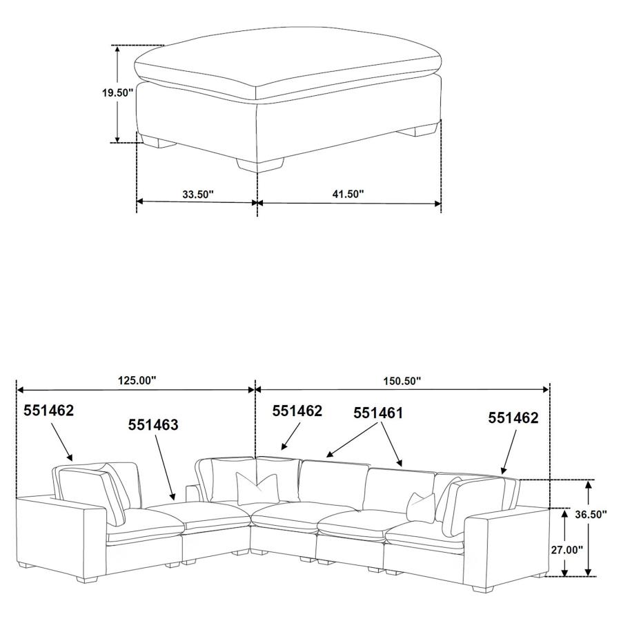 Modal Additional Images for Lakeview 6-piece Upholstered Modular Sectional Sofa Ivory