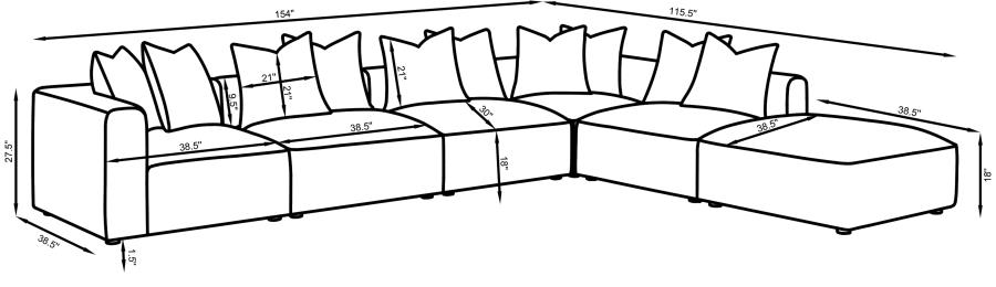 Modal Additional Images for Jennifer 6-piece Upholstered Modular Sectional Terracotta
