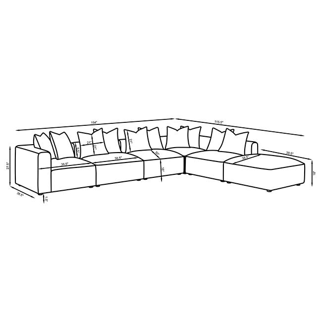 Modal Additional Images for Jennifer 6-piece Upholstered Modular Sectional Grey
