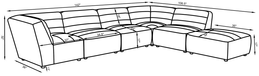 Sunny 6-piece Upholstered Modular Sectional Sofa Natural