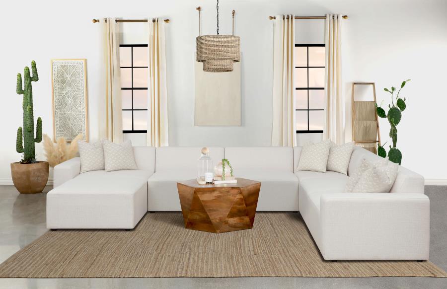 Freddie 7-piece Upholstered Modular Sectional Sofa Pearl