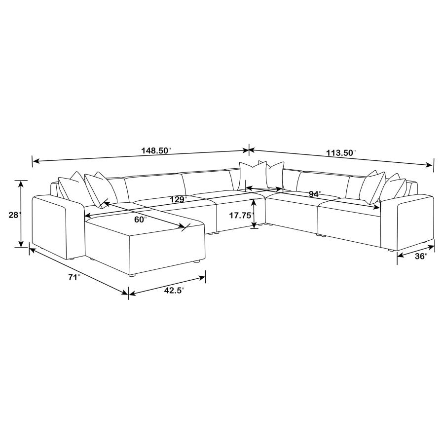 Modal Additional Images for Freddie 7-piece Upholstered Modular Sectional Sofa Pearl