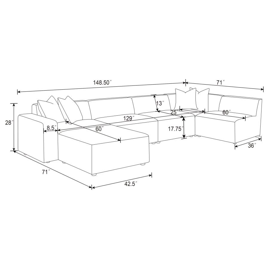 Modal Additional Images for Freddie 6-piece Upholstered Modular Sectional Sofa Pearl