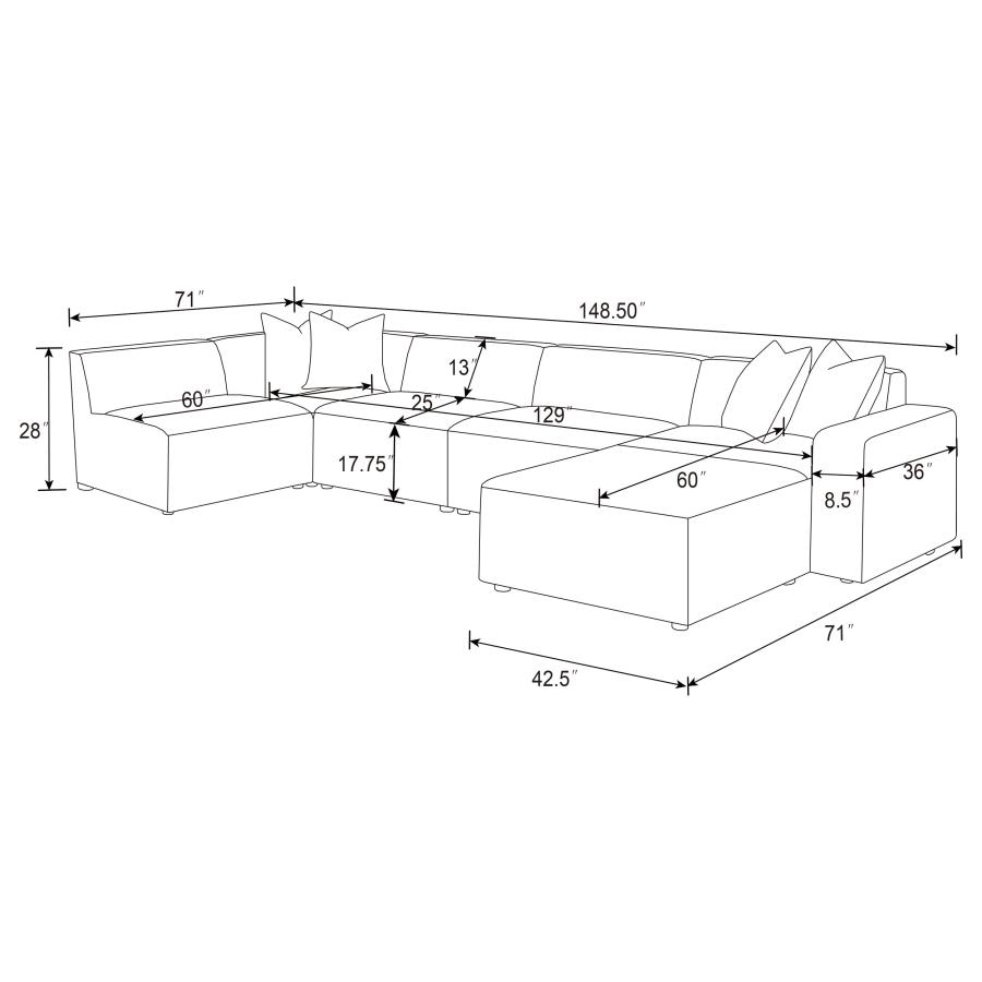 Modal Additional Images for Freddie 6-piece Upholstered Modular Sectional Sofa Pearl