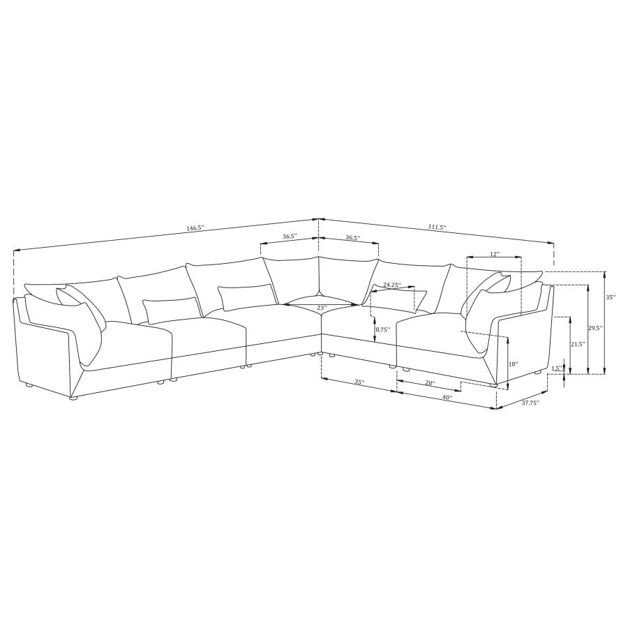 Modal Additional Images for Sasha 6-Piece Upholstered Modular Sectional Barely Black