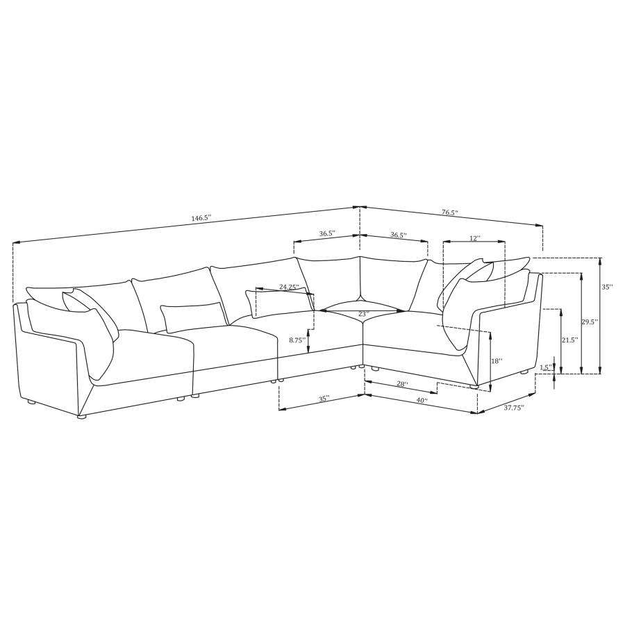 Modal Additional Images for Sasha 5-piece Upholstered Modular Sectional Barely Black