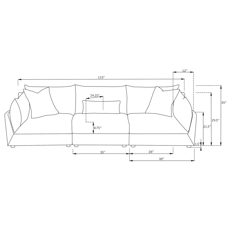 Modal Additional Images for Sasha 3-Piece Upholstered Sofa Barely Black