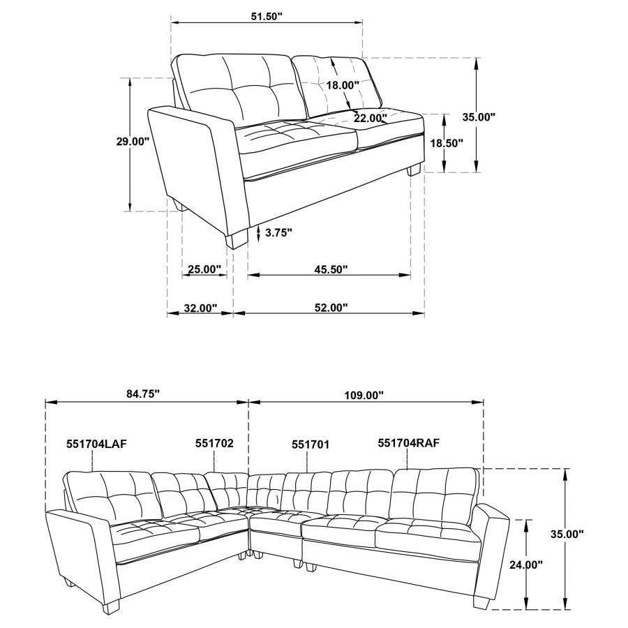 Georgina Upholstered LAF Loveseat Steel Grey