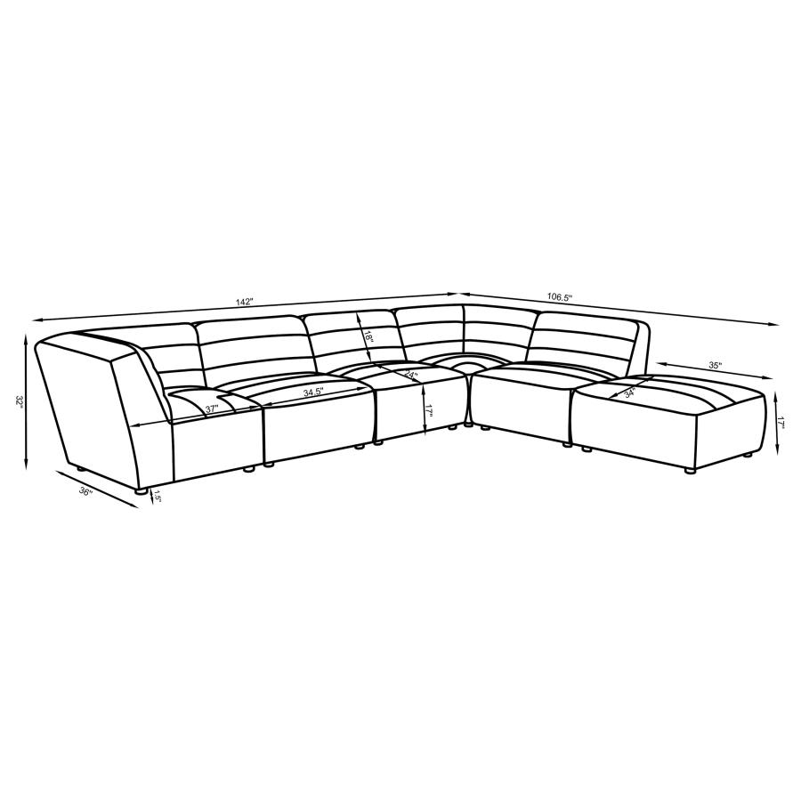 Modal Additional Images for Sunny 6-piece Upholstered Modular Sectional Sofa Charcoal