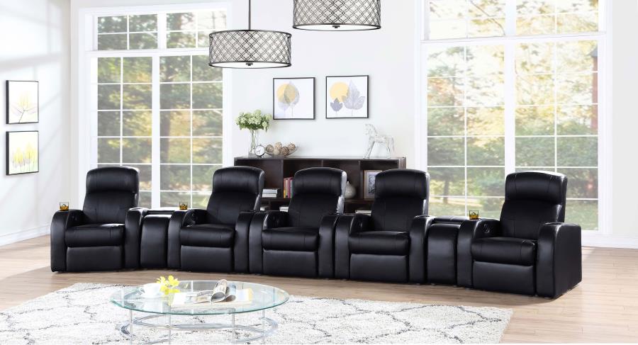 Modal Additional Images for Cyrus Upholstered Track Arm Recliner Black