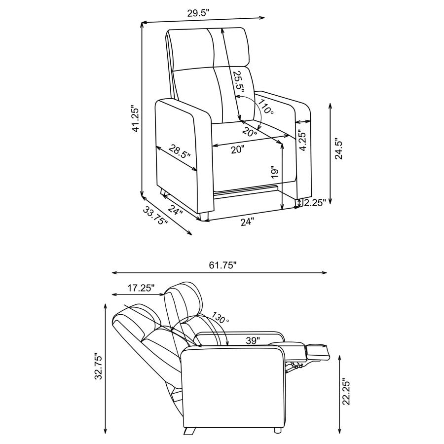 Modal Additional Images for Toohey Upholstered Tufted Recliner Living Room Set Black