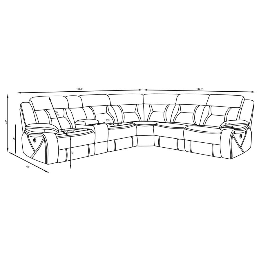 Modal Additional Images for Higgins Upholstered Power Reclining Sectional Sofa Grey