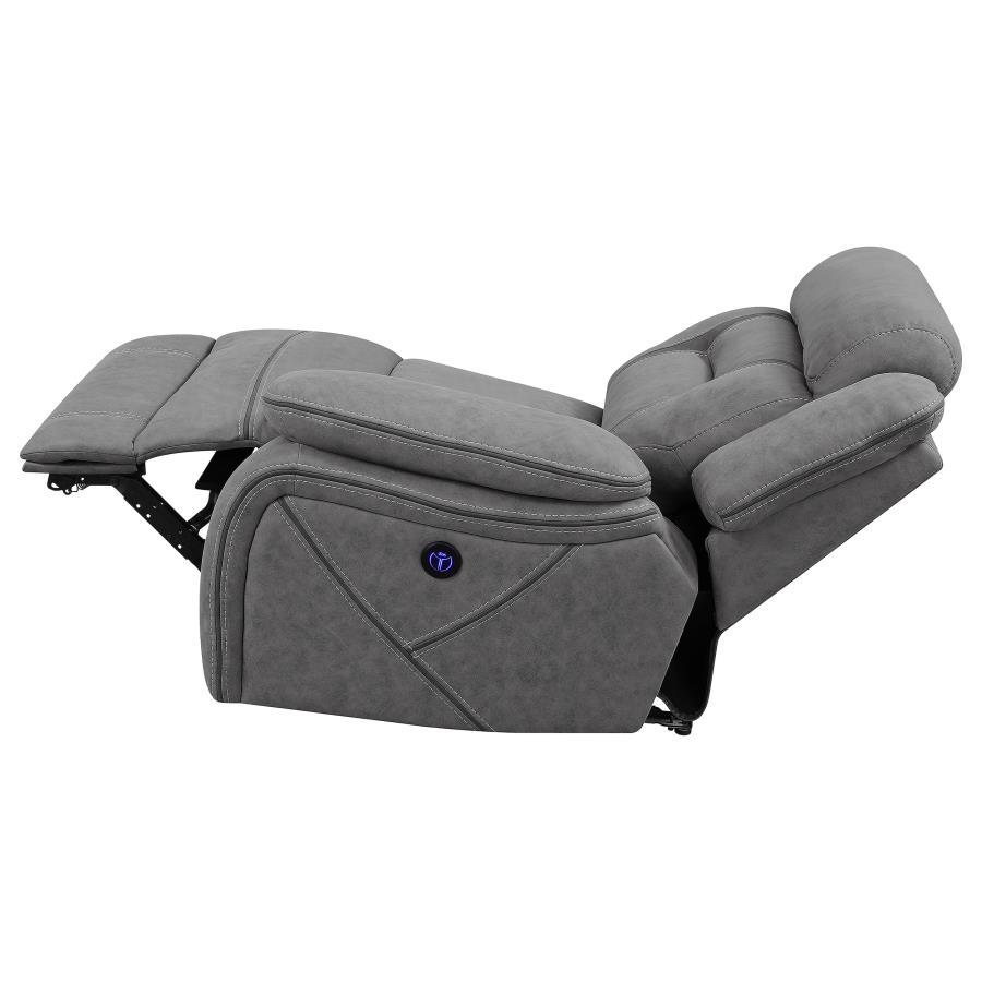 Higgins Upholstered RAF Power Recliner Grey