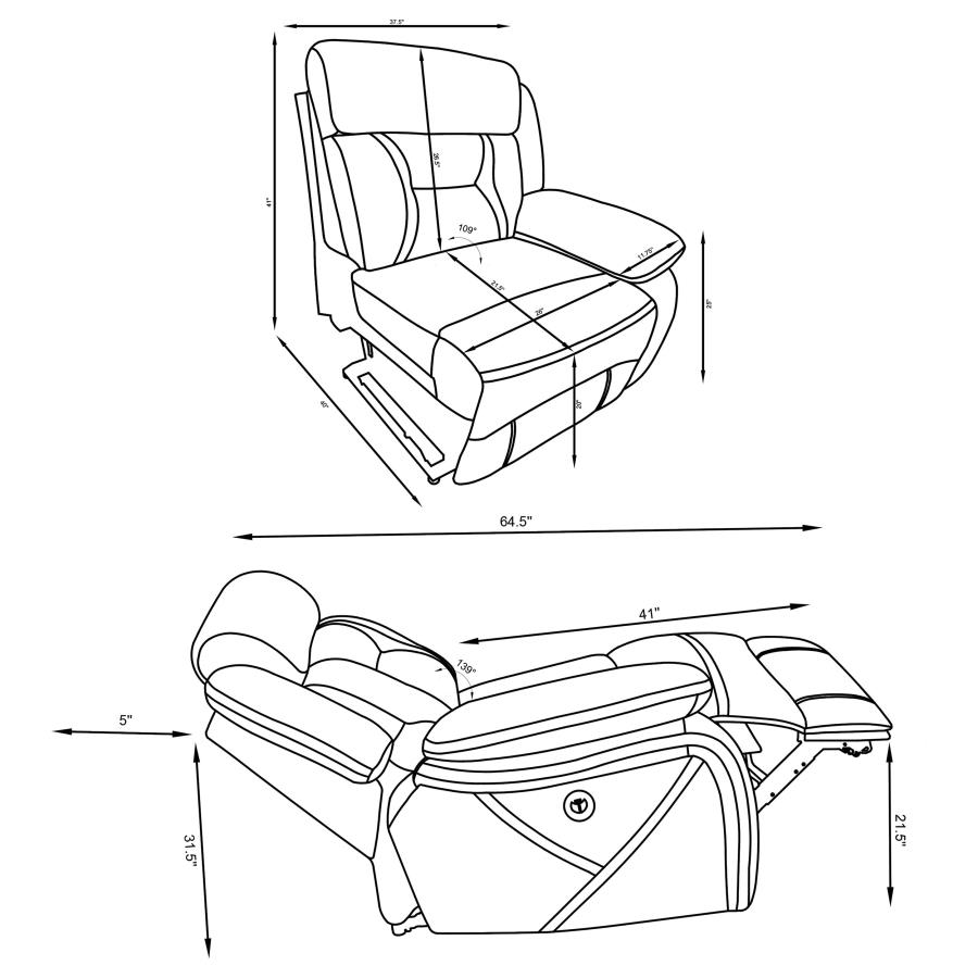 Higgins Upholstered RAF Power Recliner Grey