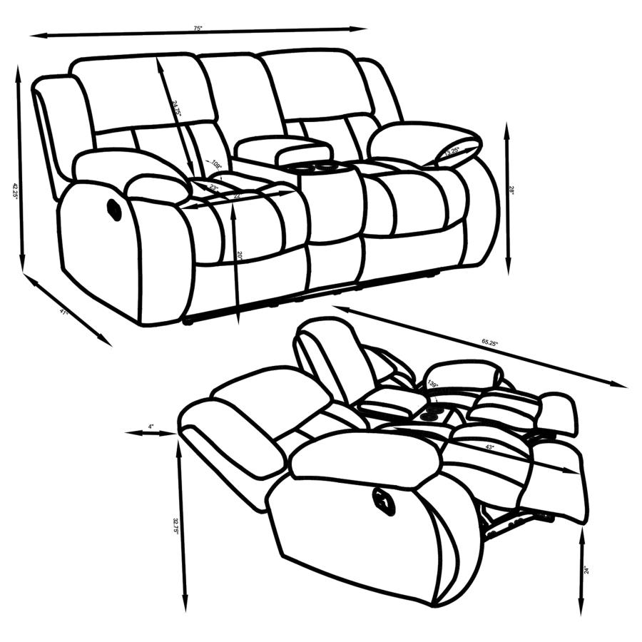 Modal Additional Images for Weissman 2-piece Upholstered Reclining Sofa Set Grey