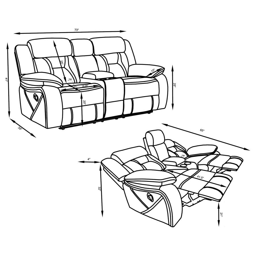 Modal Additional Images for Higgins 2-piece Upholstered Motion Reclining Sofa Set Grey