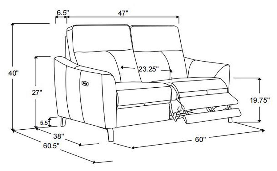 Modal Additional Images for Derek 2-piece Upholstered Power Reclining Sofa Set Blue