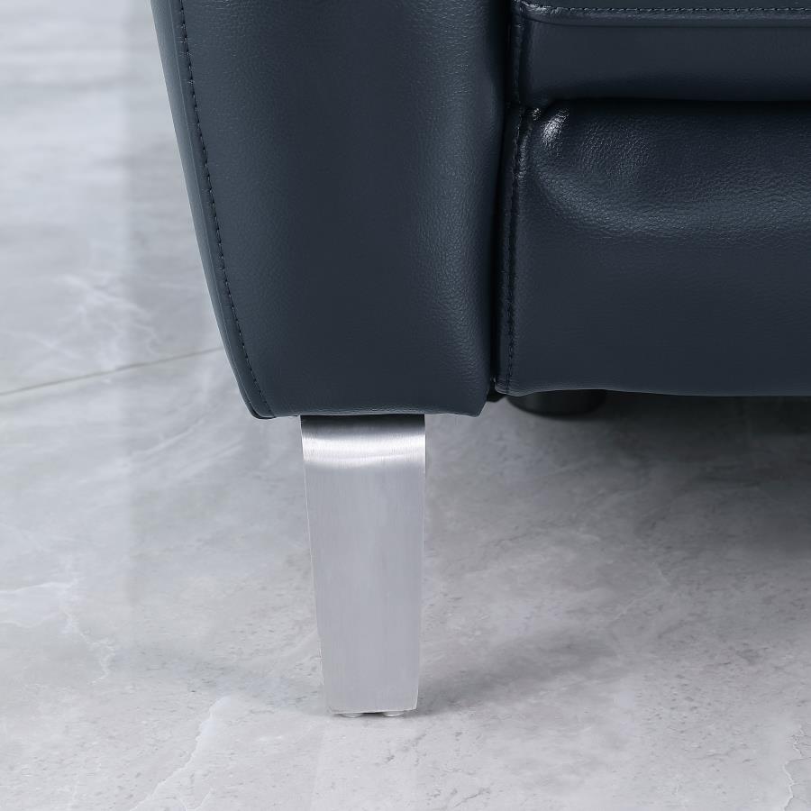 Derek Upholstered Power Recliner Blue
