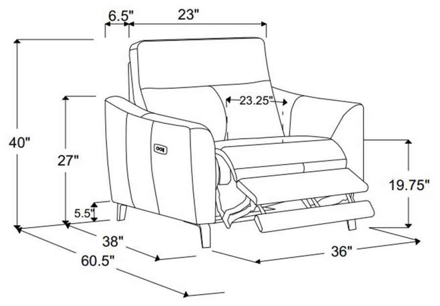 Derek Upholstered Power Recliner Blue