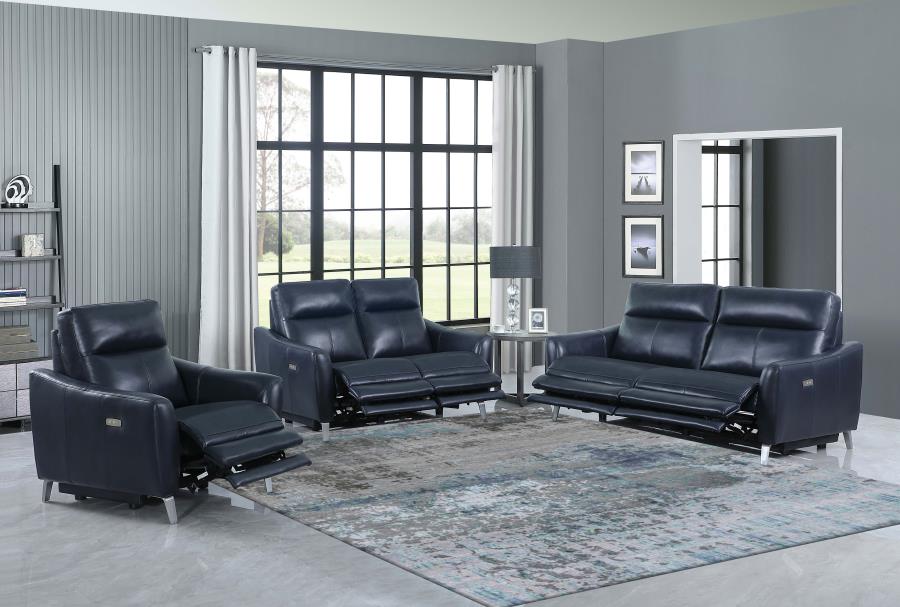 Modal Additional Images for Derek Upholstered Power Recliner Blue