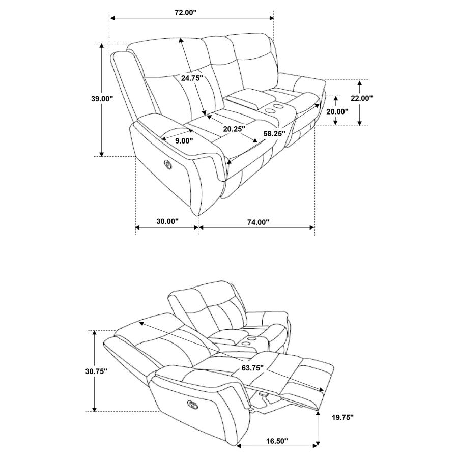 Modal Additional Images for Lawrence 2-piece Upholstered Reclining Sofa Set Charcoal