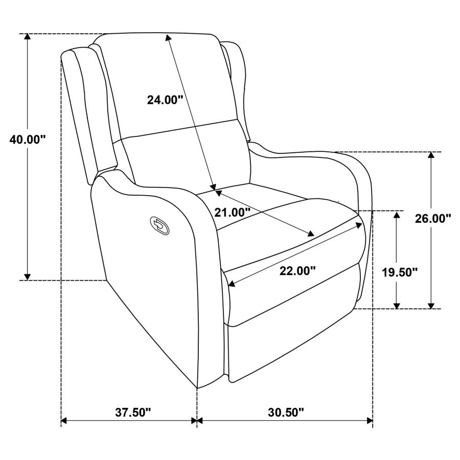 Modal Additional Images for Kelsey Upholstered English Arm Recliner Chair Ivory