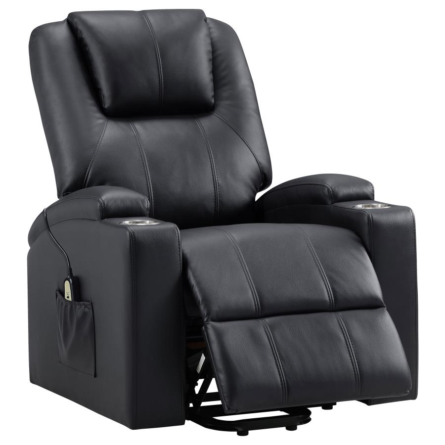 (image for) Armstrong Upholstered Power Lift Massage Recliner Black