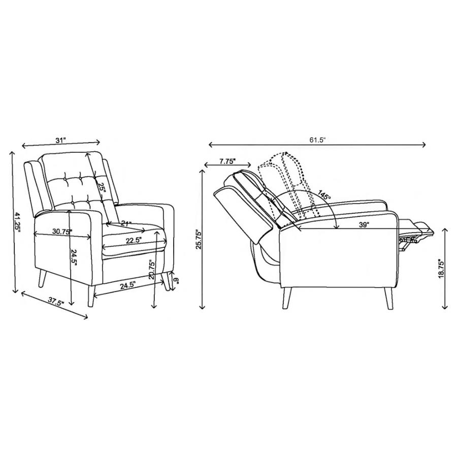 Modal Additional Images for Davidson Upholstered Tufted Push Back Recliner Brown