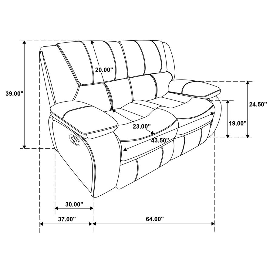 Modal Additional Images for Camila 2-piece Upholstered Motion Reclining Sofa Set Black
