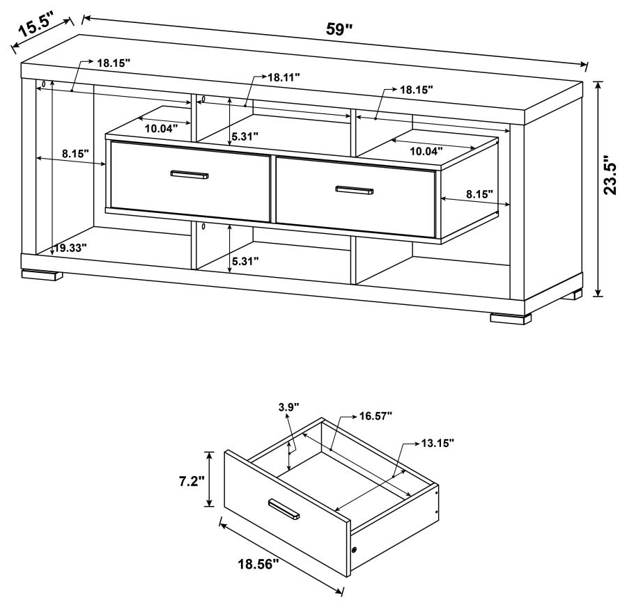 Modal Additional Images for Darien 2-drawer Engineered Wood 59" TV Stand Cappuccino